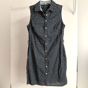 Tommy Hilfiger Women’s Sleeveless Dress,  6, Navy Blue w Multicolored Polka Dots